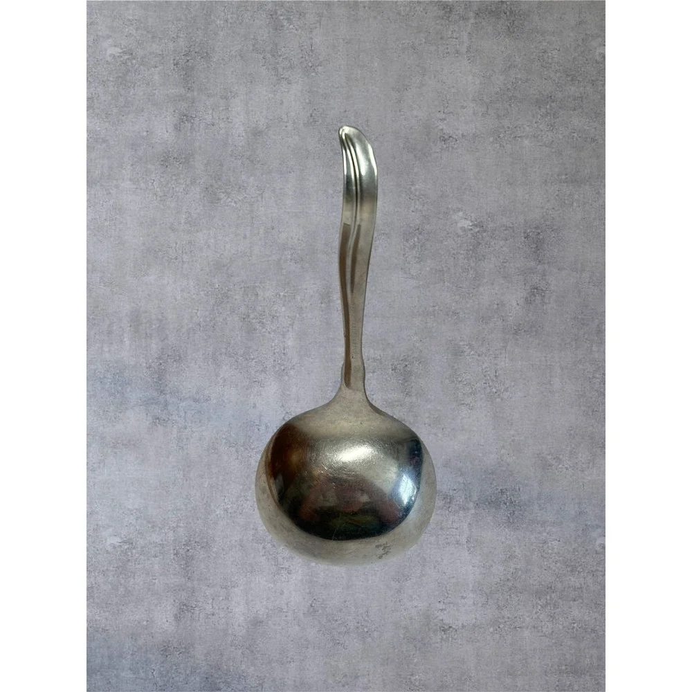 Gravy Ladle 6.5in Stainless Flatware Japan Curved Handle Flower Leaf